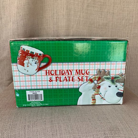 FITZ and FLOYD Reindeer Holiday Mug and Plate Set 2pc - Picture 12 of 15